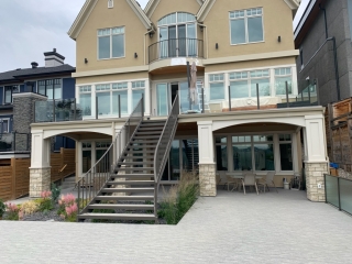 Custom Bent Stair Railing and Topless glass Square posts